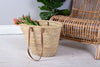 Palm Straw Market Shoulder Bag/Leather Handles