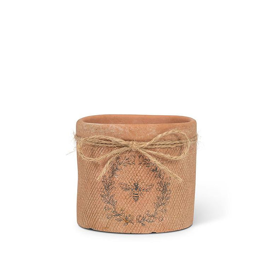 Small Terra Cotta Planter/Bee & Wreath Crest