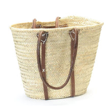  Straw Shopper Bag/Leather Handles