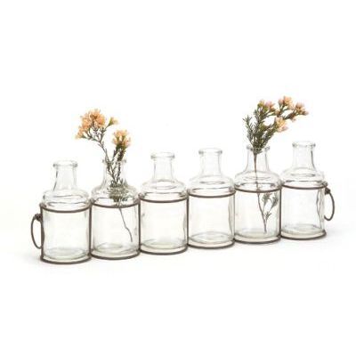 Glass Bud Vases in Black Metal Frame - 6