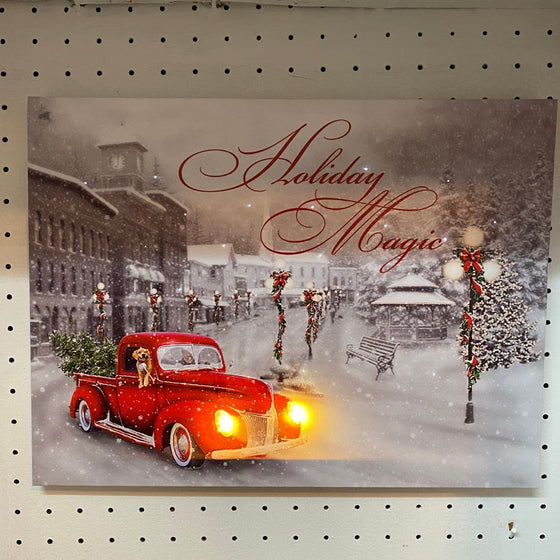 Lighted Fibre Optic Holiday Canvas with Truck