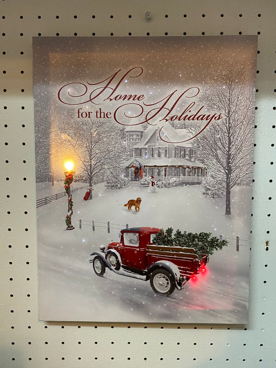 Lighted Fibre Optic Holiday Canvas with Truck