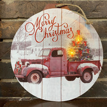  Round LED Christmas Truck Canvas Wall Art