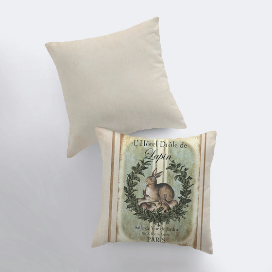 Vintage Style Family of Rabbits Cushion