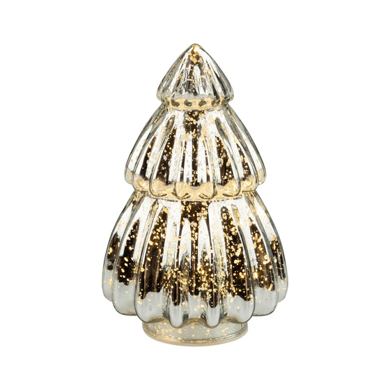 LED Antique Silver Glass Tiered Tree - 6"