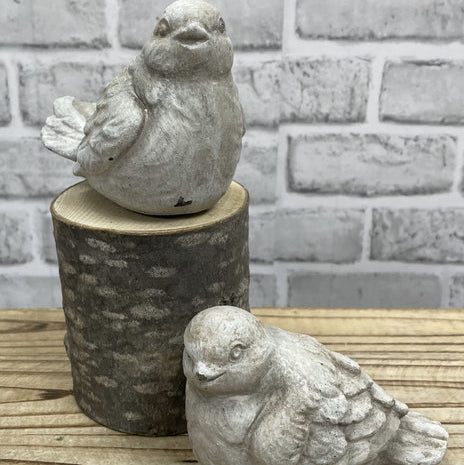 Grey Cement Bird Figure