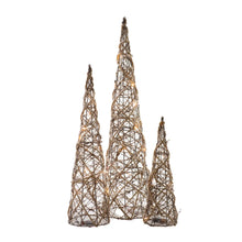  LED Pre-lit Brown Glittered Cone Trees - Set of three