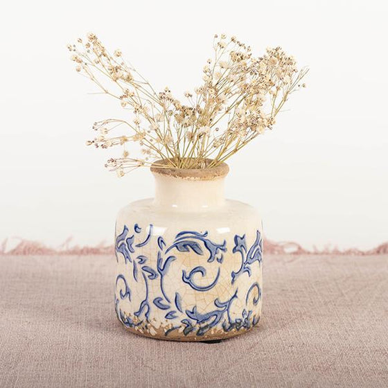 Petite Blue/White Scroll Vase