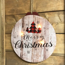  Round LED Merry Christmas Canvas