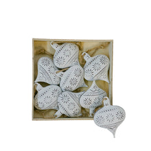  Petite White Metal Ornaments - set of 8