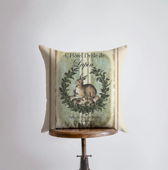 Vintage Style Family of Rabbits Cushion