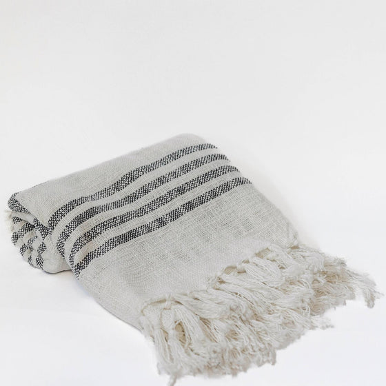 Cotton Striped Throw with Tassels