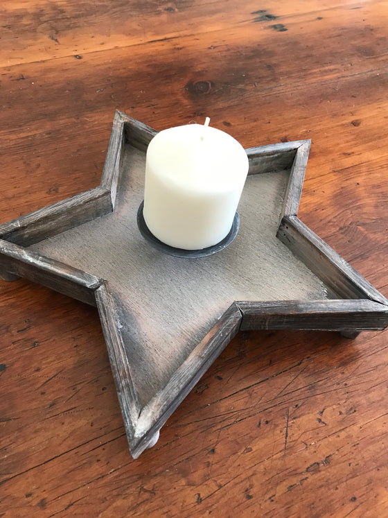 Rustic Wooden Star Candle Holder