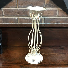  French Country Inspired Cream Metal Candle Holder