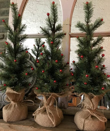  Table Top Spruce Tree with Red Balls