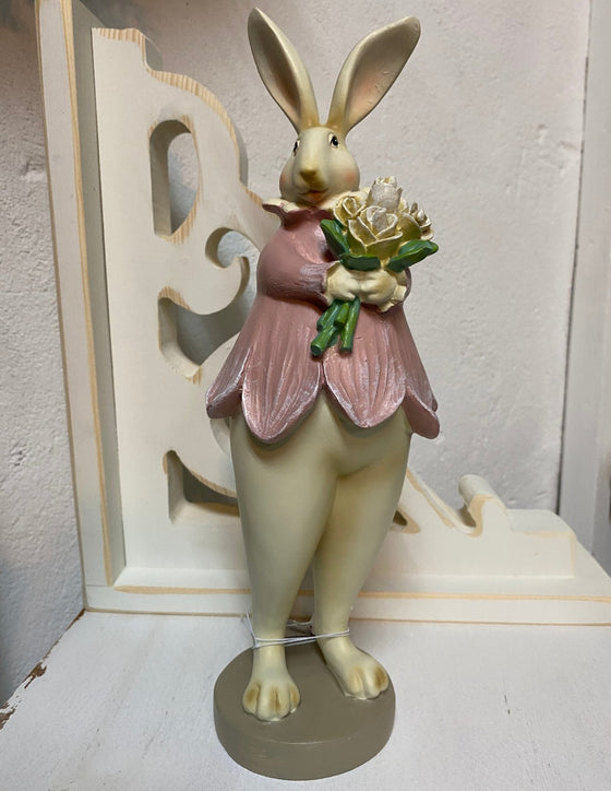 Resin Floral Bunny Figure - 11.50"