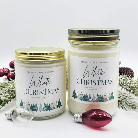 WHITE CHRISTMAS Natural Soy Candle by Sew Rustic Candle Co.