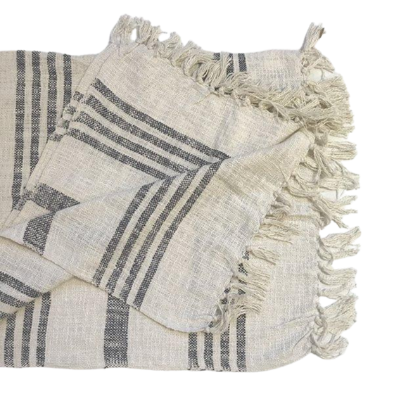 Cotton Grey/Black/Off White Throw