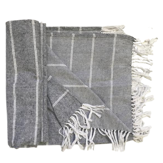 Cozy Grey & White Striped Throw