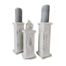  White Rustic Pillar Style Candle Holders
