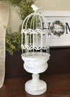Wire Bird Cloche with Metal Urn Style Base - two piece