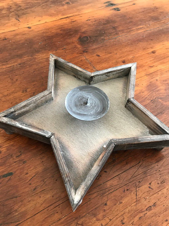 Rustic Wooden Star Candle Holder