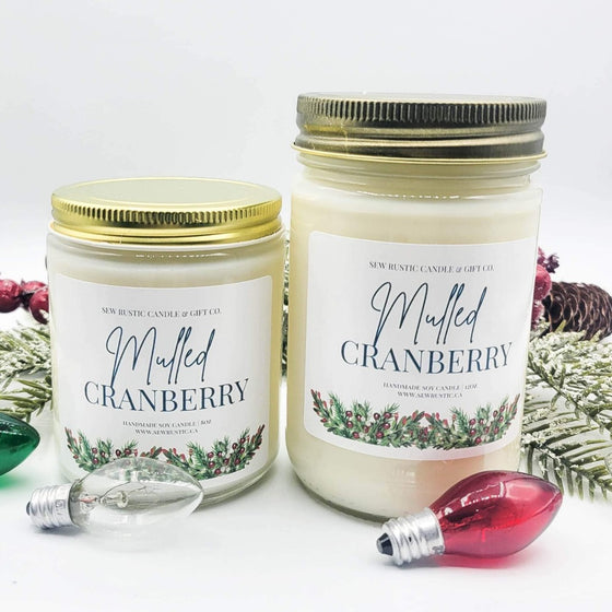 MULLED CRANBERRY Natural Soy Candle by Sew Rustic Candle Co.