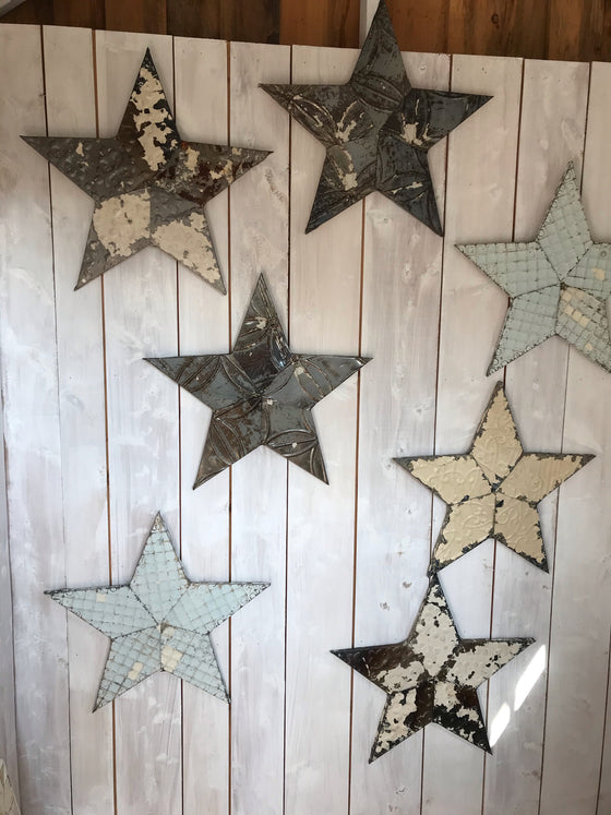 Rustic Vintage Tin Collage Stars