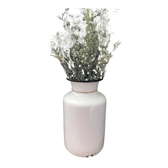 White Enamel Farmhouse Inspired Vase