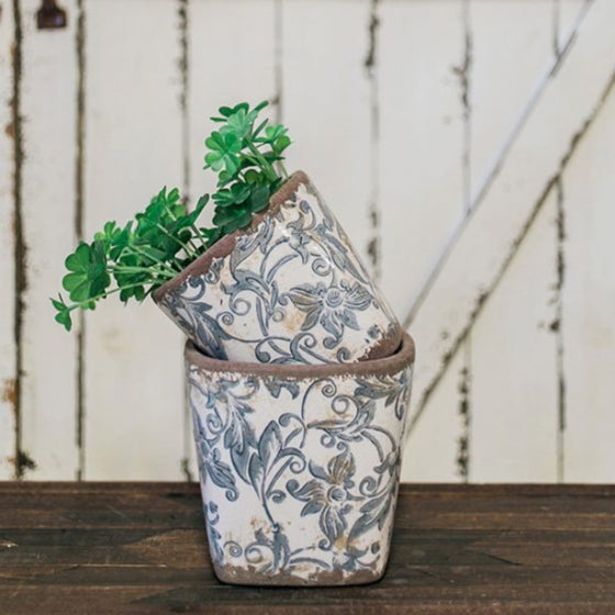 Rustic French Farmhouse Garden Pots - Set of two