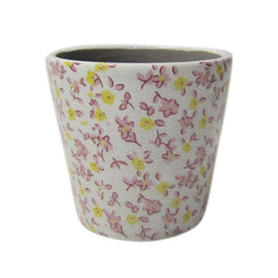 Floral Pink & Yellow Garden Pot