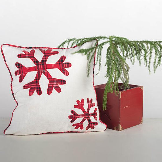 White & Red Snowflake Cushion Cover