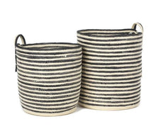  Farmhouse Style Cornhusk Basket with Handle - Striped