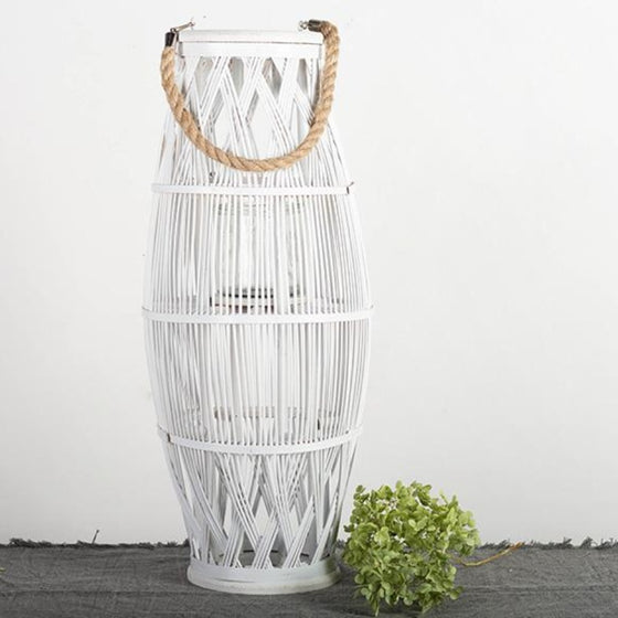 White Willow Lantern with Glass Insert - Large