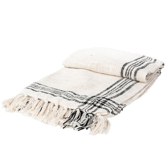 White & Black Plaid Throw Blanket