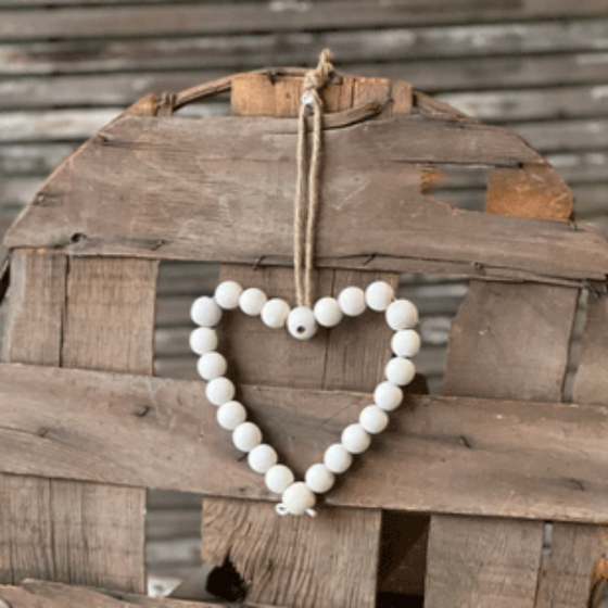 Wooden Beaded Heart